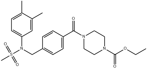 ethyl 4-(4-{[3,4-dimethyl(methylsulfonyl)anilino]methyl}benzoyl)piperazine-1-carboxylate Struktur