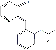 2-[(3-oxo-1-azabicyclo[2.2.2]oct-2-ylidene)methyl]phenyl acetate Struktur