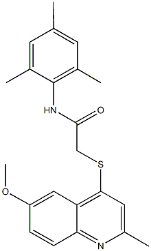 2-{[2-methyl-6-(methyloxy)quinolin-4-yl]sulfanyl}-N-(2,4,6-trimethylphenyl)acetamide Struktur