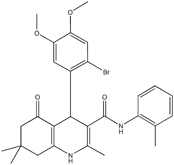 4-(2-bromo-4,5-dimethoxyphenyl)-2,7,7-trimethyl-N-(2-methylphenyl)-5-oxo-1,4,5,6,7,8-hexahydro-3-quinolinecarboxamide Struktur