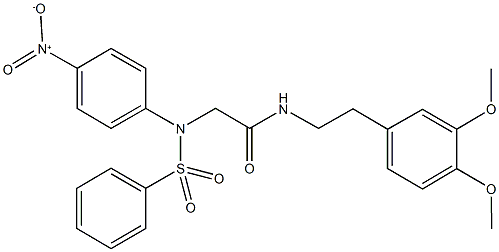 N-{2-[3,4-bis(methyloxy)phenyl]ethyl}-2-[{4-nitrophenyl}(phenylsulfonyl)amino]acetamide Struktur