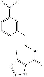 N'-{3-nitrobenzylidene}-4-iodo-1H-pyrazole-5-carbohydrazide Struktur