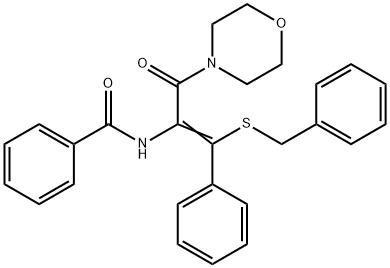 N-[2-(benzylsulfanyl)-1-(4-morpholinylcarbonyl)-2-phenylvinyl]benzamide Struktur