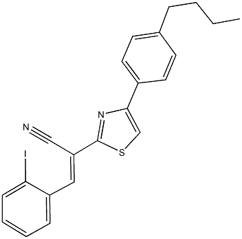 2-[4-(4-butylphenyl)-1,3-thiazol-2-yl]-3-(2-iodophenyl)acrylonitrile Struktur