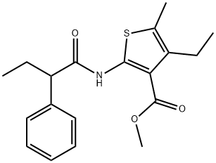 methyl 4-ethyl-5-methyl-2-[(2-phenylbutanoyl)amino]-3-thiophenecarboxylate Struktur