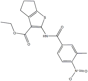 ethyl 2-({4-nitro-3-methylbenzoyl}amino)-5,6-dihydro-4H-cyclopenta[b]thiophene-3-carboxylate Struktur