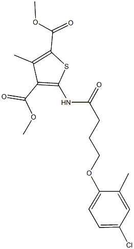 dimethyl 5-{[4-(4-chloro-2-methylphenoxy)butanoyl]amino}-3-methyl-2,4-thiophenedicarboxylate Struktur