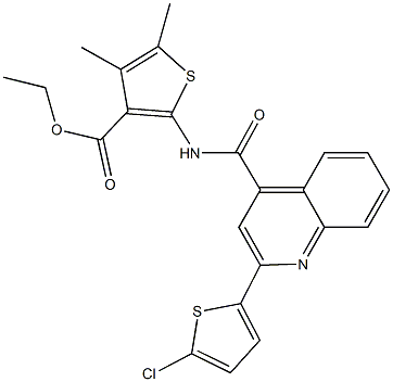 ethyl 2-({[2-(5-chloro-2-thienyl)-4-quinolinyl]carbonyl}amino)-4,5-dimethyl-3-thiophenecarboxylate Struktur