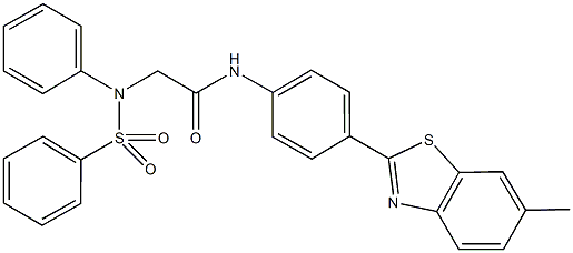 N-[4-(6-methyl-1,3-benzothiazol-2-yl)phenyl]-2-[(phenylsulfonyl)anilino]acetamide Struktur