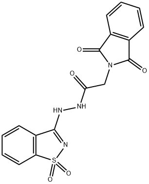 N'-(1,1-dioxido-1,2-benzisothiazol-3-yl)-2-(1,3-dioxo-1,3-dihydro-2H-isoindol-2-yl)acetohydrazide Struktur