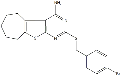 2-[(4-bromobenzyl)sulfanyl]-6,7,8,9-tetrahydro-5H-cyclohepta[4,5]thieno[2,3-d]pyrimidin-4-amine Struktur