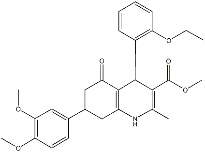 methyl 7-(3,4-dimethoxyphenyl)-4-(2-ethoxyphenyl)-2-methyl-5-oxo-1,4,5,6,7,8-hexahydro-3-quinolinecarboxylate Struktur