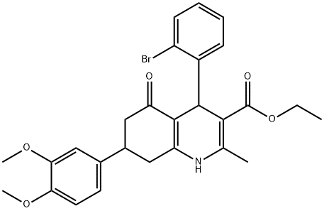 ethyl 4-(2-bromophenyl)-7-(3,4-dimethoxyphenyl)-2-methyl-5-oxo-1,4,5,6,7,8-hexahydro-3-quinolinecarboxylate Struktur