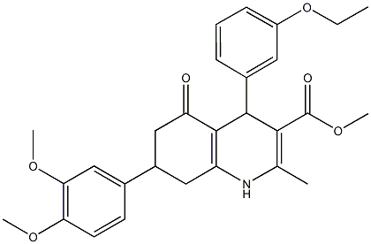 methyl 7-(3,4-dimethoxyphenyl)-4-(3-ethoxyphenyl)-2-methyl-5-oxo-1,4,5,6,7,8-hexahydro-3-quinolinecarboxylate Struktur