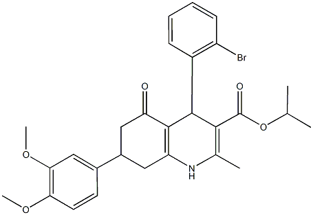 isopropyl 4-(2-bromophenyl)-7-(3,4-dimethoxyphenyl)-2-methyl-5-oxo-1,4,5,6,7,8-hexahydro-3-quinolinecarboxylate Struktur