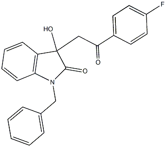 1-benzyl-3-[2-(4-fluorophenyl)-2-oxoethyl]-3-hydroxy-1,3-dihydro-2H-indol-2-one Struktur