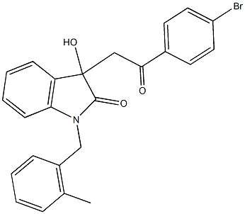 3-[2-(4-bromophenyl)-2-oxoethyl]-3-hydroxy-1-(2-methylbenzyl)-1,3-dihydro-2H-indol-2-one Struktur