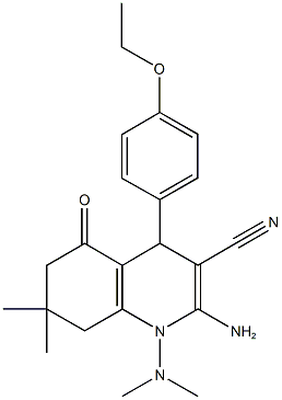 2-amino-1-(dimethylamino)-4-(4-ethoxyphenyl)-7,7-dimethyl-5-oxo-1,4,5,6,7,8-hexahydro-3-quinolinecarbonitrile Struktur