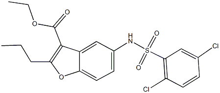 ethyl 5-{[(2,5-dichlorophenyl)sulfonyl]amino}-2-propyl-1-benzofuran-3-carboxylate Struktur