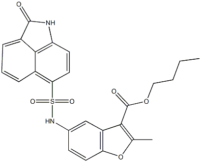 butyl 2-methyl-5-{[(2-oxo-1,2-dihydrobenzo[cd]indol-6-yl)sulfonyl]amino}-1-benzofuran-3-carboxylate Struktur