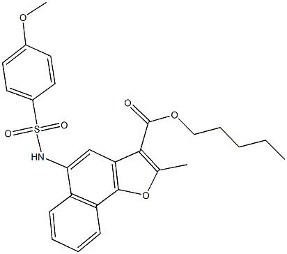 pentyl 5-{[(4-methoxyphenyl)sulfonyl]amino}-2-methylnaphtho[1,2-b]furan-3-carboxylate Struktur