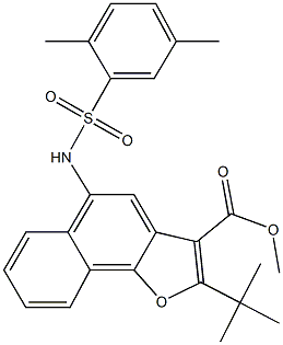 methyl 2-tert-butyl-5-{[(2,5-dimethylphenyl)sulfonyl]amino}naphtho[1,2-b]furan-3-carboxylate Struktur