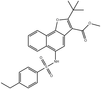 methyl 2-tert-butyl-5-{[(4-ethylphenyl)sulfonyl]amino}naphtho[1,2-b]furan-3-carboxylate Struktur