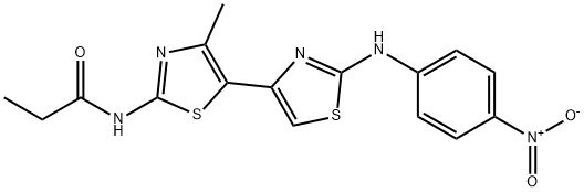 N-(4-nitrophenyl)-N-(4'-methyl-2'-(propanoylamino)-4,5'-bis{1,3-thiazol}-2-yl)amine Struktur