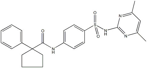 N-(4-{[(4,6-dimethyl-2-pyrimidinyl)amino]sulfonyl}phenyl)-1-phenylcyclopentanecarboxamide Struktur