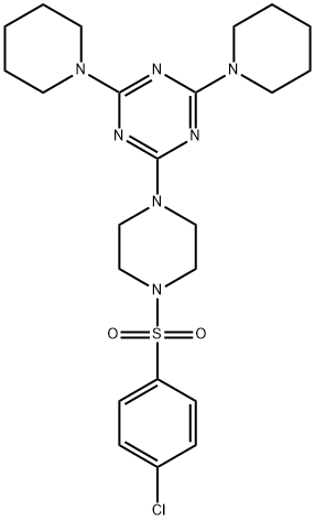 2-{4-[(4-chlorophenyl)sulfonyl]-1-piperazinyl}-4,6-di(1-piperidinyl)-1,3,5-triazine Struktur