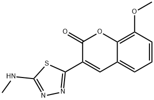 8-methoxy-3-[5-(methylamino)-1,3,4-thiadiazol-2-yl]-2H-chromen-2-one Struktur