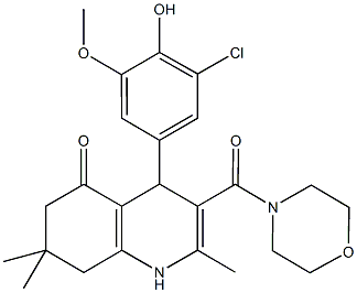 4-(3-chloro-4-hydroxy-5-methoxyphenyl)-2,7,7-trimethyl-3-(4-morpholinylcarbonyl)-4,6,7,8-tetrahydro-5(1H)-quinolinone Struktur