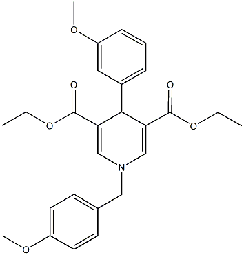 diethyl 1-(4-methoxybenzyl)-4-(3-methoxyphenyl)-1,4-dihydro-3,5-pyridinedicarboxylate Struktur