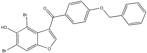 [4-(benzyloxy)phenyl](4,6-dibromo-5-hydroxy-1-benzofuran-3-yl)methanone Struktur