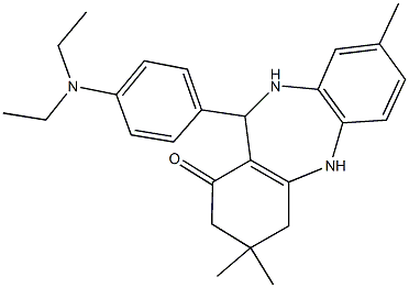 11-[4-(diethylamino)phenyl]-3,3,8-trimethyl-2,3,4,5,10,11-hexahydro-1H-dibenzo[b,e][1,4]diazepin-1-one Struktur