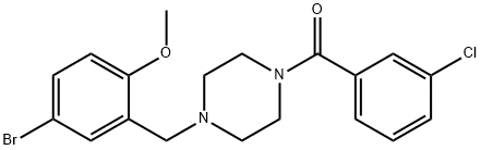 4-bromo-2-{[4-(3-chlorobenzoyl)-1-piperazinyl]methyl}phenyl methyl ether Struktur