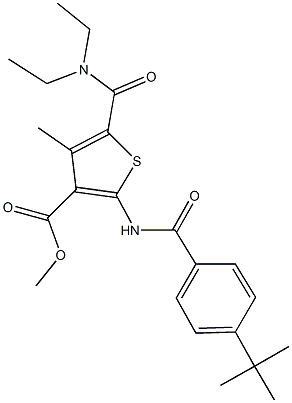 methyl 2-[(4-tert-butylbenzoyl)amino]-5-[(diethylamino)carbonyl]-4-methyl-3-thiophenecarboxylate Struktur