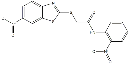 2-({6-nitro-1,3-benzothiazol-2-yl}sulfanyl)-N-{2-nitrophenyl}acetamide Struktur