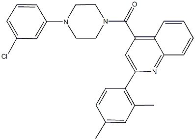 4-{[4-(3-chlorophenyl)-1-piperazinyl]carbonyl}-2-(2,4-dimethylphenyl)quinoline Struktur