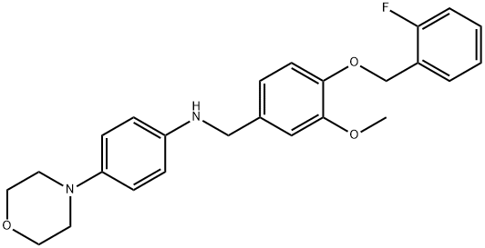 N-{4-[(2-fluorobenzyl)oxy]-3-methoxybenzyl}-N-[4-(4-morpholinyl)phenyl]amine Struktur