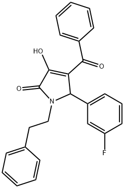 4-benzoyl-5-(3-fluorophenyl)-3-hydroxy-1-(2-phenylethyl)-1,5-dihydro-2H-pyrrol-2-one Struktur