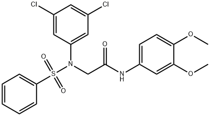 2-[3,5-dichloro(phenylsulfonyl)anilino]-N-(3,4-dimethoxyphenyl)acetamide Struktur