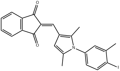 2-{[1-(4-iodo-3-methylphenyl)-2,5-dimethyl-1H-pyrrol-3-yl]methylene}-1H-indene-1,3(2H)-dione Struktur