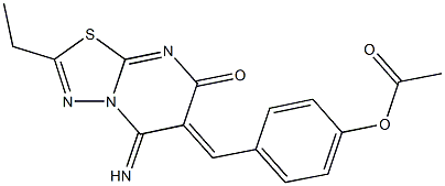 4-[(2-ethyl-5-imino-7-oxo-5H-[1,3,4]thiadiazolo[3,2-a]pyrimidin-6(7H)-ylidene)methyl]phenyl acetate Struktur