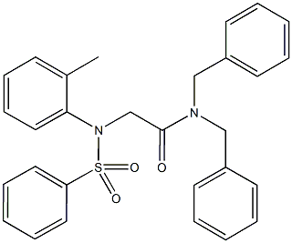 N,N-dibenzyl-2-[2-methyl(phenylsulfonyl)anilino]acetamide Struktur