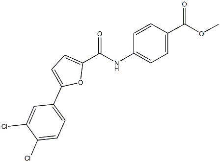 methyl 4-{[5-(3,4-dichlorophenyl)-2-furoyl]amino}benzoate Struktur