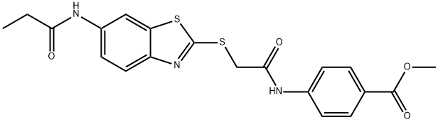 methyl 4-[({[6-(propionylamino)-1,3-benzothiazol-2-yl]sulfanyl}acetyl)amino]benzoate Struktur