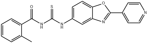 N-(2-methylbenzoyl)-N'-[2-(4-pyridinyl)-1,3-benzoxazol-5-yl]thiourea Struktur