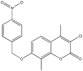 3-chloro-7-({4-nitrobenzyl}oxy)-4,8-dimethyl-2H-chromen-2-one Struktur