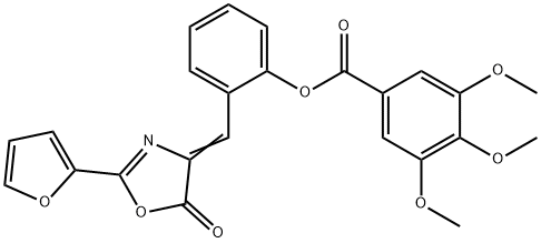 2-[(2-(2-furyl)-5-oxo-1,3-oxazol-4(5H)-ylidene)methyl]phenyl 3,4,5-trimethoxybenzoate Struktur